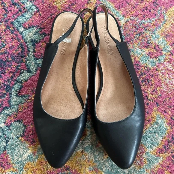Madewell | Women’s black leather Margot slingback classic pointed toe flats sz 8 - Picture 10 of 16